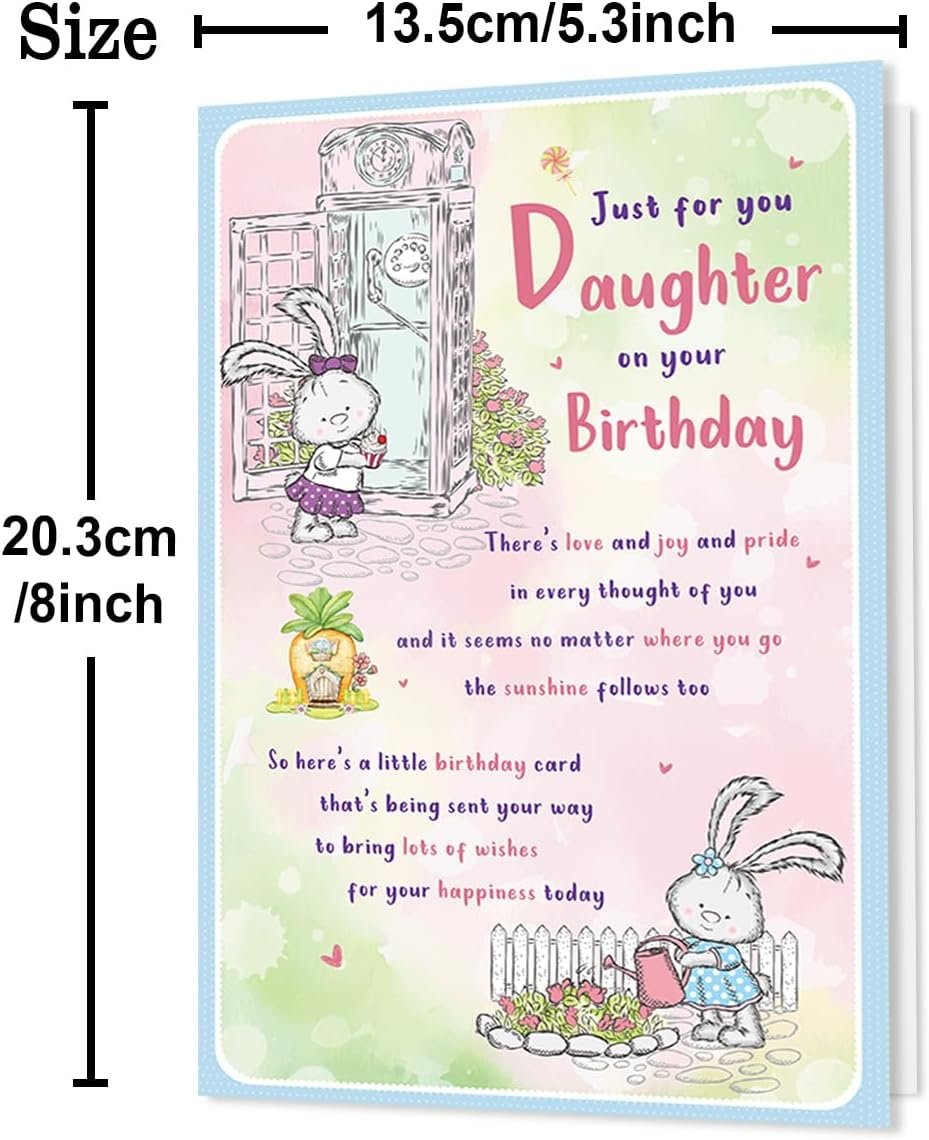 Daughter Birthday Card, Funny Birthday Card for Daughter from Mom Dad– 8x5.3 Inches, Double-Sided - Image 4