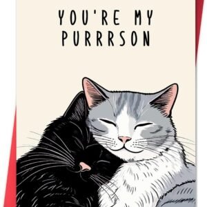 Cute Cat Valentines Day Cards, Lovely Anniversary Card Gifts for Women Men, Romantic Valentines Gifts for Him Her, Cat Valentines Gift Ideas