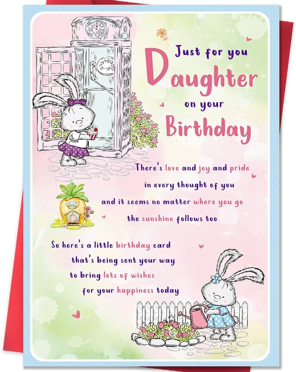 Daughter Birthday Card, Funny Birthday Card for Daughter from Mom Dad– 8x5.3 Inches, Double-Sided