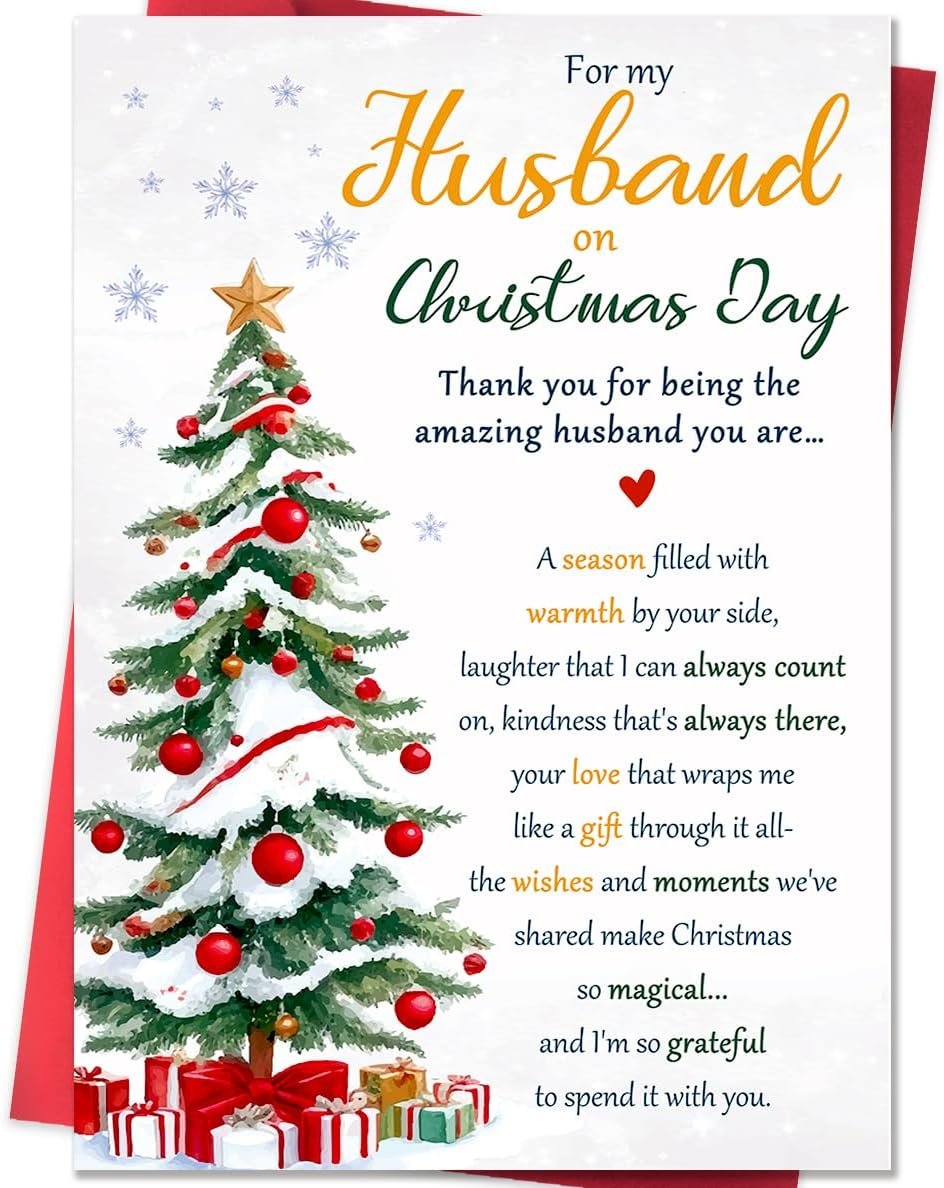 Husband Christmas Card, Funny Christmas Card for Husband from Wife-8x5.3 Inches, Double-Sided