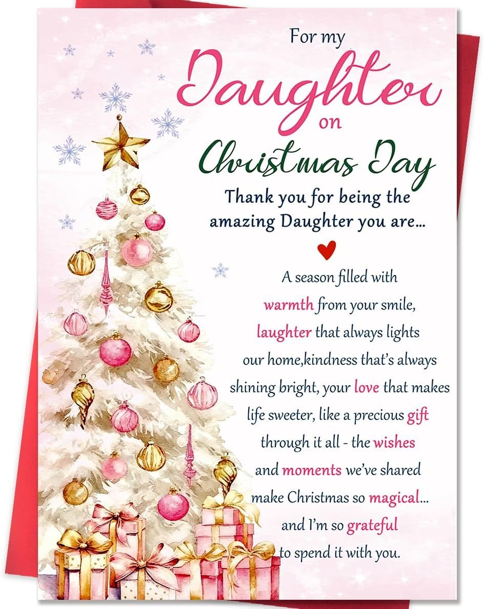 Funny Christmas Card for Daughter, Daughter Christmas Cards, Cute Xmas Gift for Girl from Dad Mom