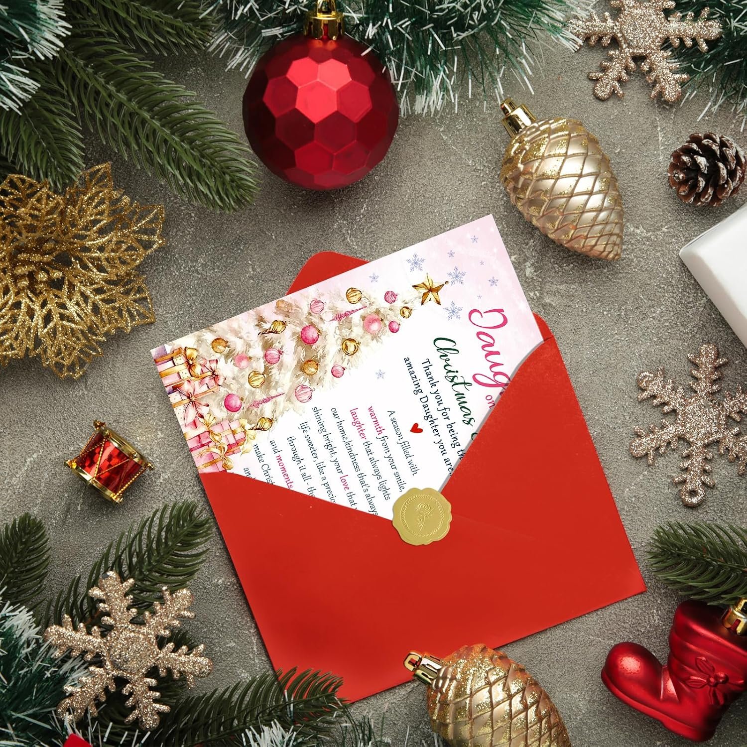 Funny Christmas Card for Daughter, Daughter Christmas Cards, Cute Xmas Gift for Girl from Dad Mom - Image 2